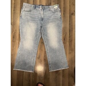 NWT Terra & Sky Womens Jeans Sz 24W Flare Leg Raw Hem Light Wash High Rise Jeans